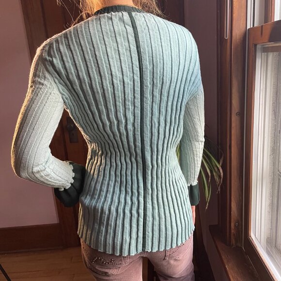 Celine Phoebe Philo Era Ribbed Knit Top M Mint Green Made in Italy Quiet Luxury - Picture 7 of 11
